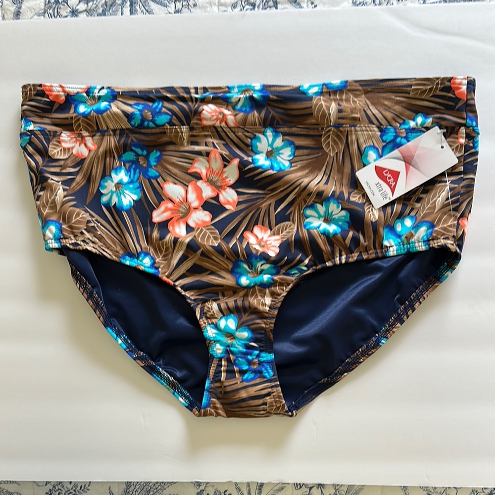Land’s End Women's Floral Swim Bottom - Brown and Blue